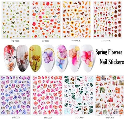 Нови Цветя Самозалепващи се Стикери 8 листа Декорация нокти Деца Момичета, снимка 3 - Други - 42024750