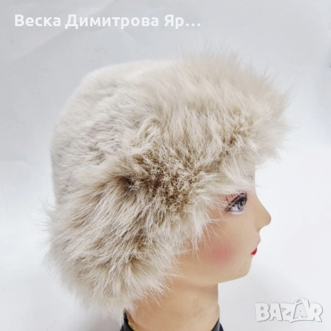 Дамска пухкава зимна шапка от изкуствен косъм, снимка 7 - Шапки - 52695195
