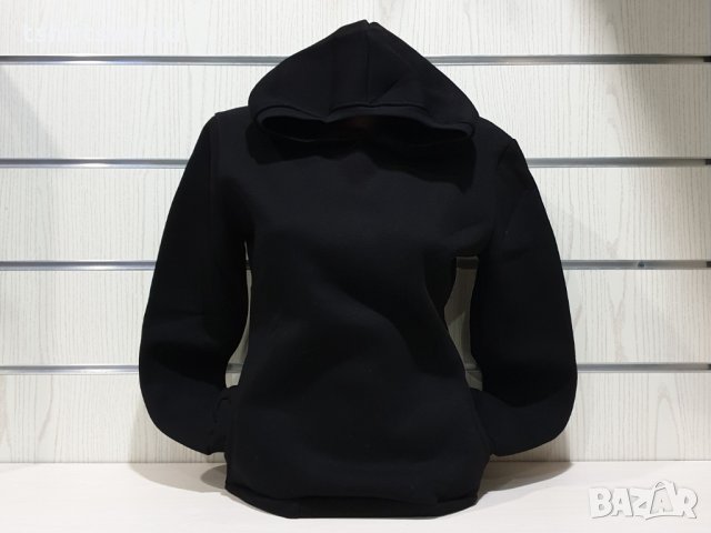 Нов дамски черен суичър с качулка и джобчета, снимка 6 - Суичъри - 34656373