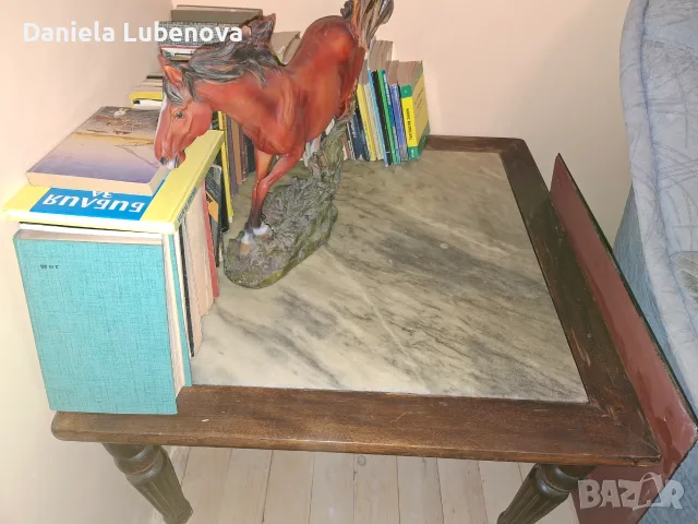 Дървена маса с мраморен плот, снимка 3 - Маси - 55965995