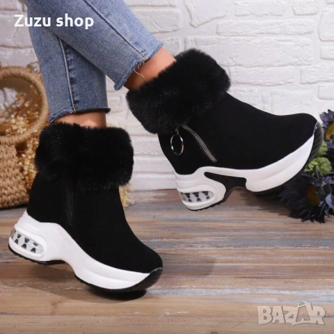 Дамкси черни зимни боти, снимка 6 - Дамски боти - 53056179