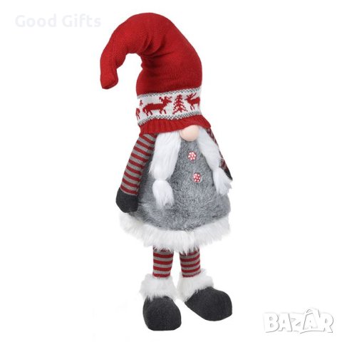 Коледен Гном, Червен/Сив със сплетена брада, 90см, снимка 2 - Декорация за дома - 42707403