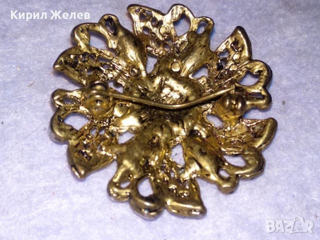 ФЛОРАЛНА ПОЗЛАТЕНА АЖУРНА РЕТРО АРТ СТИЛ БРОНЗОВА БРОШКА 37410, снимка 8 - Антикварни и старинни предмети - 41649141