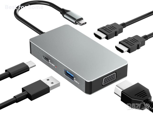  USB C Докинг станция 5 в 1, снимка 1 - Мрежови адаптери - 41643259