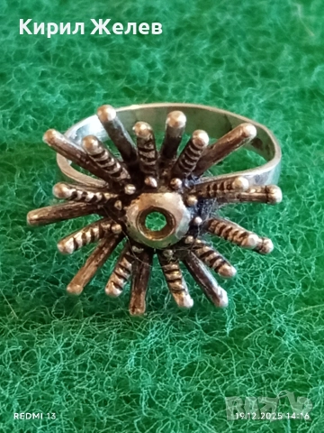 Красив сребърен фешън АРТ пръстен във формата на слънце ☀️ ретро стил 52306, снимка 2 - Пръстени - 52847619