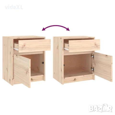 vidaXL Нощни шкафчета, 2 бр, 40x31x50 см, борово дърво масив, снимка 9 - Шкафове - 56147874