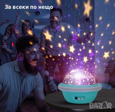 Цветна LED нощна лампа НЛО проектор със звездно небе, звезди и луна за детската стая и спокоен сън, снимка 7 - Детски нощни лампи - 52666706