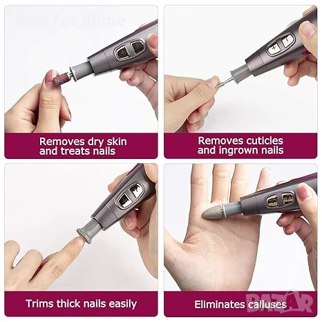 Комплект за професионален маникюр и педикюр BEAUTURAL,10 приставки , 20 шлифовъчни ленти, снимка 5 - Други - 50584173