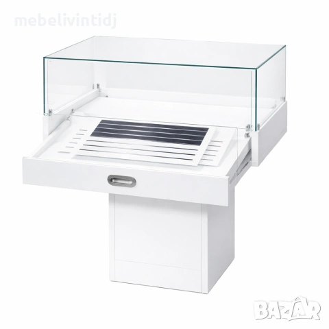 Стъклена витрина с шкаф – бяла, снимка 7 - Витрини - 53576027