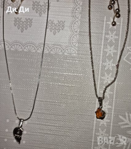 Комплект сребърни колиета и обеци, снимка 2 - Колиета, медальони, синджири - 32663909