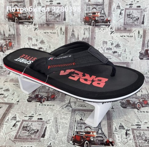 Мъжки чехли между пръстите в черно и червено марка Runners, снимка 1