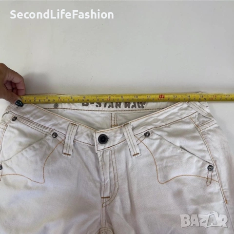 Дамски памучни дънки G-Star Raw 3301 къси с прави крачоли размер 29, снимка 5 - Дънки - 53726351