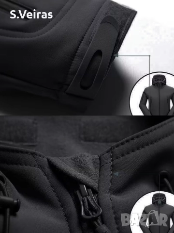 Работно Тактическо Ветроустойчиво яке с качулка, с много джобове, Цвят -Черен, снимка 2 - Якета - 52857674