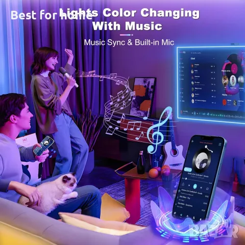 LED лента, 20M гъвкава RGB LED лента за декорация на стая, Bluetooth приложение за управление, снимка 5 - Лед осветление - 55875628