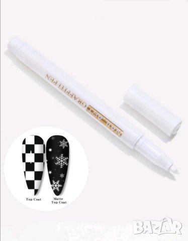 Бял и черен маркер за декорация на нокти, снимка 4 - Продукти за маникюр - 41815916