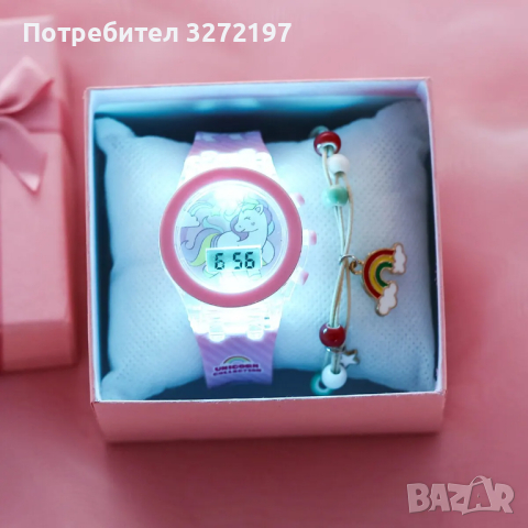 Комплект детски светещ многофункционален електронен часовник + гривна, снимка 3 - Детски - 44796162