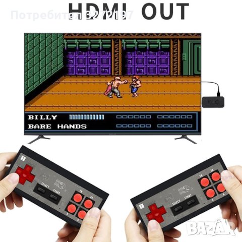 Конзола за видеоигри HDMI,мини стик,вградени 1800 игри+2 безжични джойстика, снимка 1