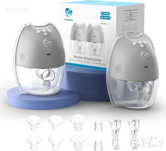 Комплект 2 носими помпи за кърма Bellababy с LCD, 4 режима и 6 степени