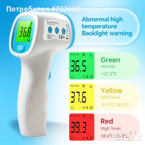 3-в-1 Дигитален безконтактен инфрачервен термометър JIACOM