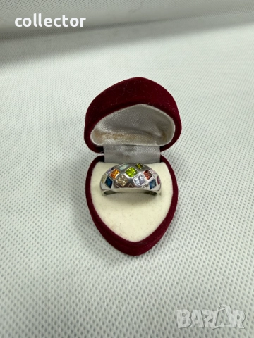Сребърен пръстен с полускъпоценни камъни. №7765, снимка 2 - Пръстени - 52827876