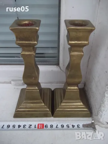 Лот от 2 бр. бронзови свещника - 1470 гр., снимка 2 - Колекции - 49653470