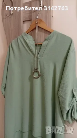 Дълга туника, цвят мента. XL/XXL, снимка 4 - Туники - 56085649