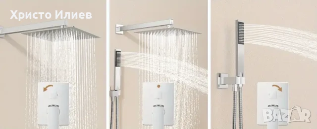 Душ система за вграждане с термостатен Смесител за баня Квадратен, снимка 3 - Душове - 51420740