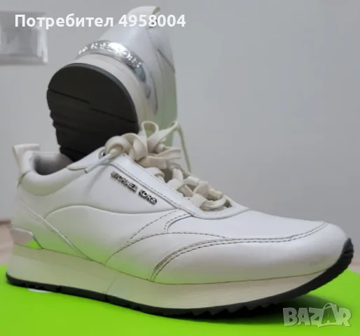 Дамски кожени маратонки Michael Kors Allie Stride, бели, US 6.5, снимка 9 - Маратонки - 56207461