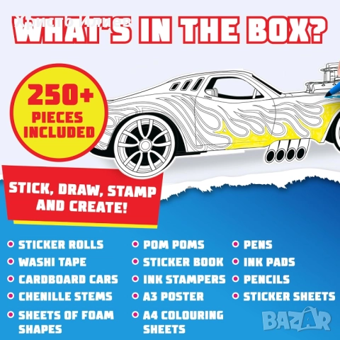 Детски творчески комплект Bladez Hot Wheels Mega Bus 250 части, снимка 6 - Рисуване и оцветяване - 52762245