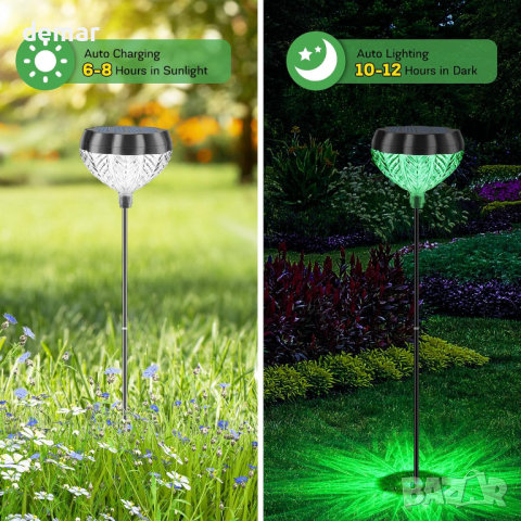 Immver 4 бр. RGB+топли бели соларни градински лампи, люлеещи се от вятъра, снимка 3 - Градински мебели, декорация  - 44829242