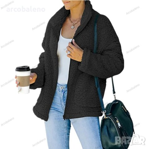 Дамско есенно-зимно топло яке с имитация на агнешки косъм, 6цвята , снимка 17 - Якета - 42090914