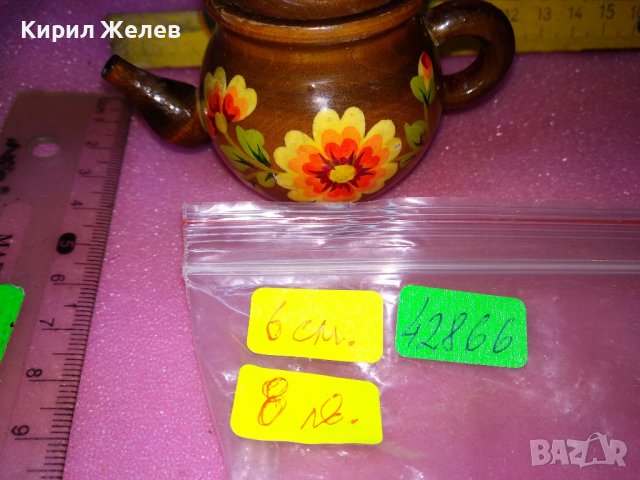 МИНИАТЮРНО ДЕКОРАТИВНО РЪЧНО РИСУВАНО ДЪРВЕНО ЧАЙНИЧЕ За КОЛЕКЦИЯ ИНТЕРИОР 42866, снимка 8 - Декорация за дома - 44301133