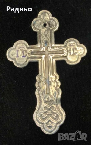Руски сребърен кръст сребро проба 84 с емайл.