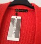 Чисто нова дамска плетена дълга жилетка в коралово червено с етикет, снимка 4