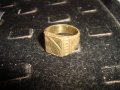 СТАР ПОЗЛАТЕН БРОНЗОВ ПРЪСТЕН ОРНАМЕНТИРАН РЪЧНО МАЙСТОРСКА АРТ ДЕКО СТИЛ ИЗРАБОТКА МАСИВЕН 21881, снимка 1
