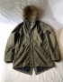 Ново мъжко есенно яке парка с качулка с косъм цвят каки с качулкаS M размер, снимка 1