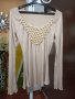 Разтегателна блуза с декорация от перли и малки рапанчета, снимка 1 - Блузи с дълъг ръкав и пуловери - 40604584