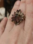Авторски стар сребърен пръстен гранати и марказити, снимка 3