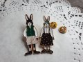 Комплект Сладки брошки зайчета Пинчета Зайци Пинове Значки Бижута Малък подарък Зайче , снимка 6