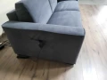 Сив диван тройка от плат набук с функция сън, снимка 6