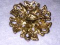 ФЛОРАЛНА ПОЗЛАТЕНА АЖУРНА РЕТРО АРТ СТИЛ БРОНЗОВА БРОШКА 37410, снимка 8