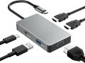  USB C Докинг станция 5 в 1, снимка 1 - Мрежови адаптери - 41643259
