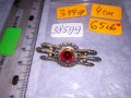 СТАРИННА СКЪПОЦЕННА ПОСРЕБРЕНА АЖУРНА РЕТРО БРОШКА с ЮВЕЛИРНО РЪЧНО ФАСЕТИРАН КАМЪК ГРАНАТ 38599, снимка 7