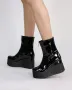 Боти на платформа - черен лак - LT40, снимка 2