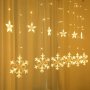 LED Завеса с коледни звезди, снежинки и елени , снимка 1 - Декорация за дома - 42564356