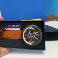 CURREN - Луксозен кварцов часовник,хронограф,дата,кожена каишка, снимка 7 - Мъжки - 41422407