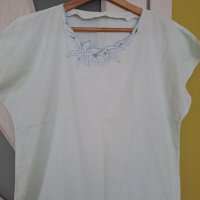 Лятна дамска светлосиня блуза с бродерия отпред, снимка 3 - Блузи с дълъг ръкав и пуловери - 41578909