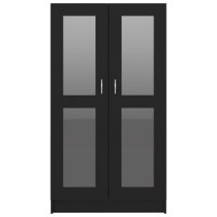 Шкаф витрина, черен, 82,5x30,5x150 см, ПДЧ, снимка 5 - Секции и витрини - 40308891