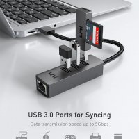 uNi USB  към Gigabit Ethernet адаптер, HUB 3 x USB 3.0, снимка 3 - Мрежови адаптери - 34211200