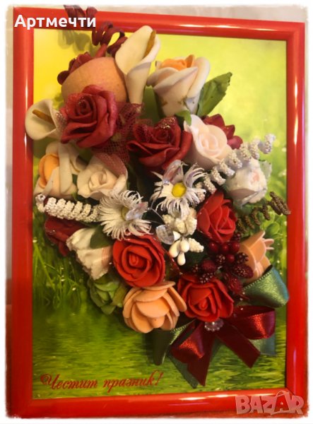 Пано от изкуствени рози в рамка, снимка 1